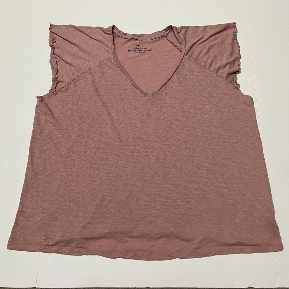 Torrid Slim Fit V-Neck Raglan Flutter Sleeve Tee Size 4x